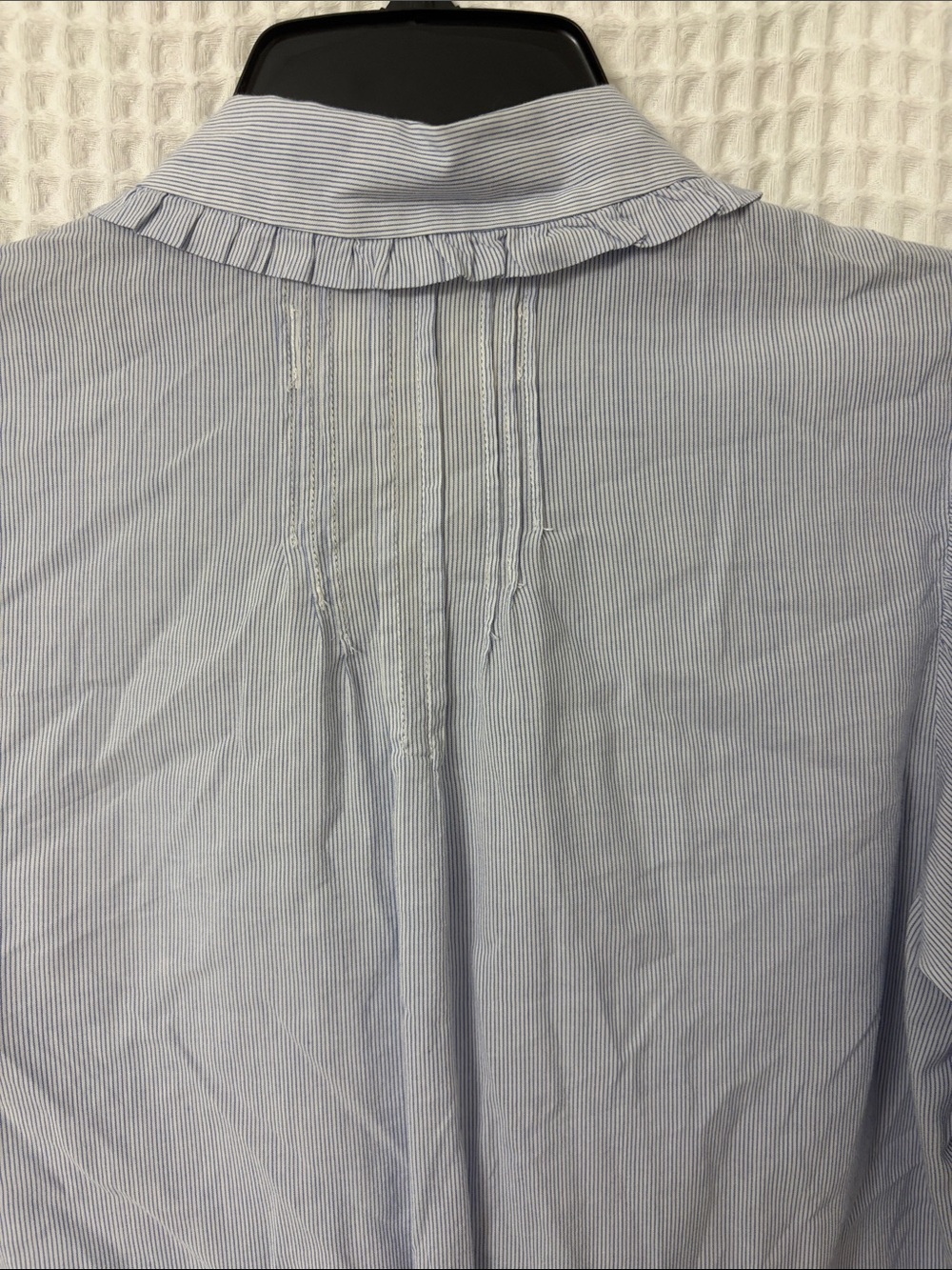 Trovata Birds of Paradis Ruffle Collar Pinstripe Micro Stripe Gemma Blouse XS - Picture 5 of 6